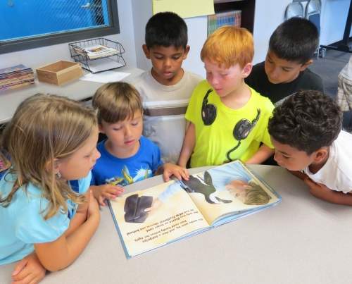 Kids reading a book